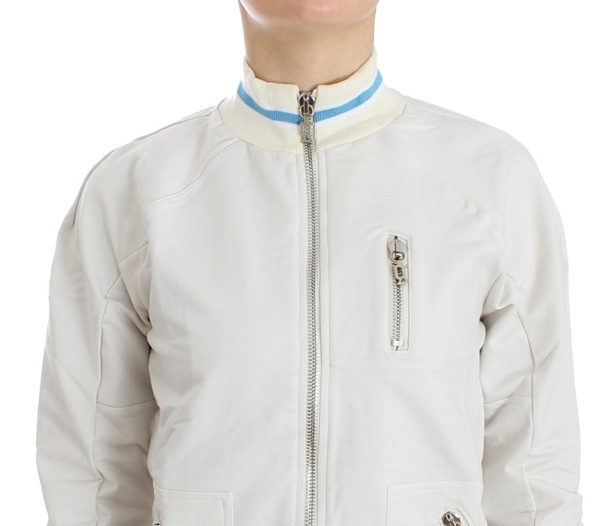Witte nep-ritsvest-sweater