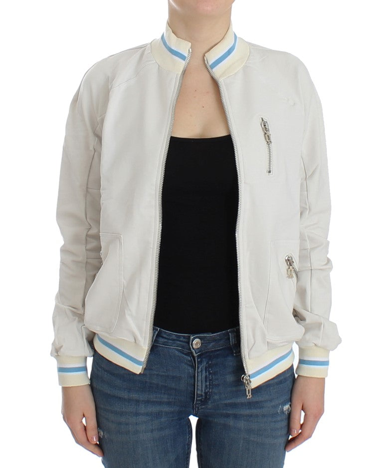 Witte nep-ritsvest-sweater