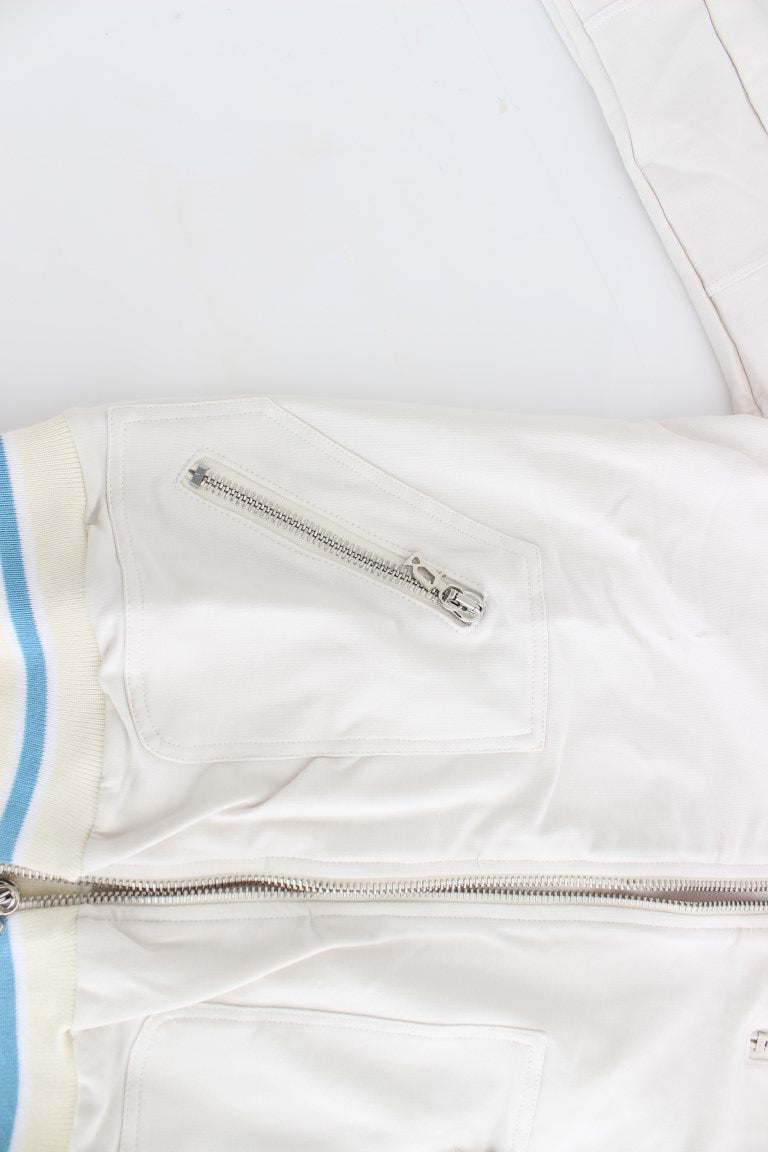 Witte nep-ritsvest-sweater