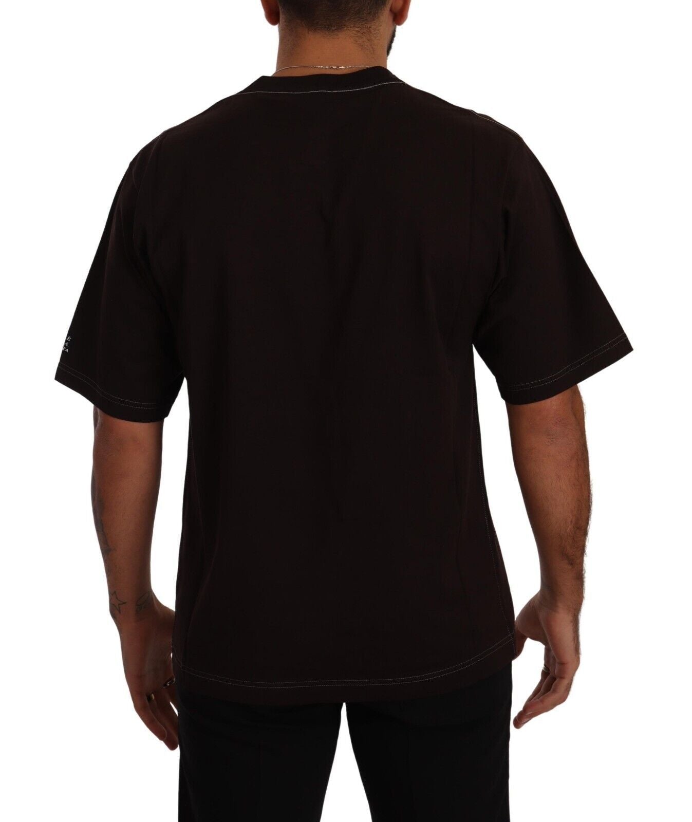 Bordeaux katoenen L-Amore print ronde hals T-shirt