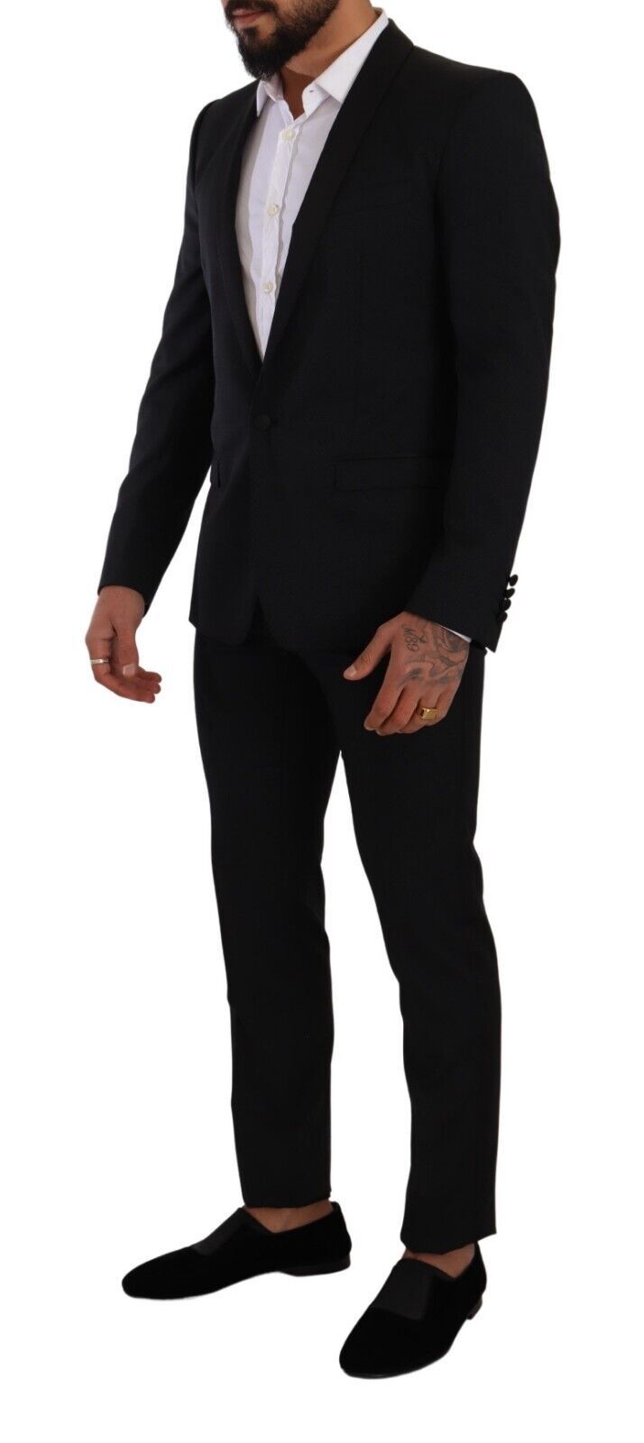 Zwart Fantasy GOLD wollen slim fit 2-delig pak