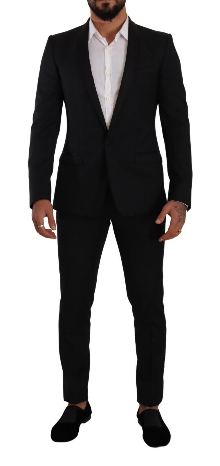 Zwart Fantasy GOLD wollen slim fit 2-delig pak