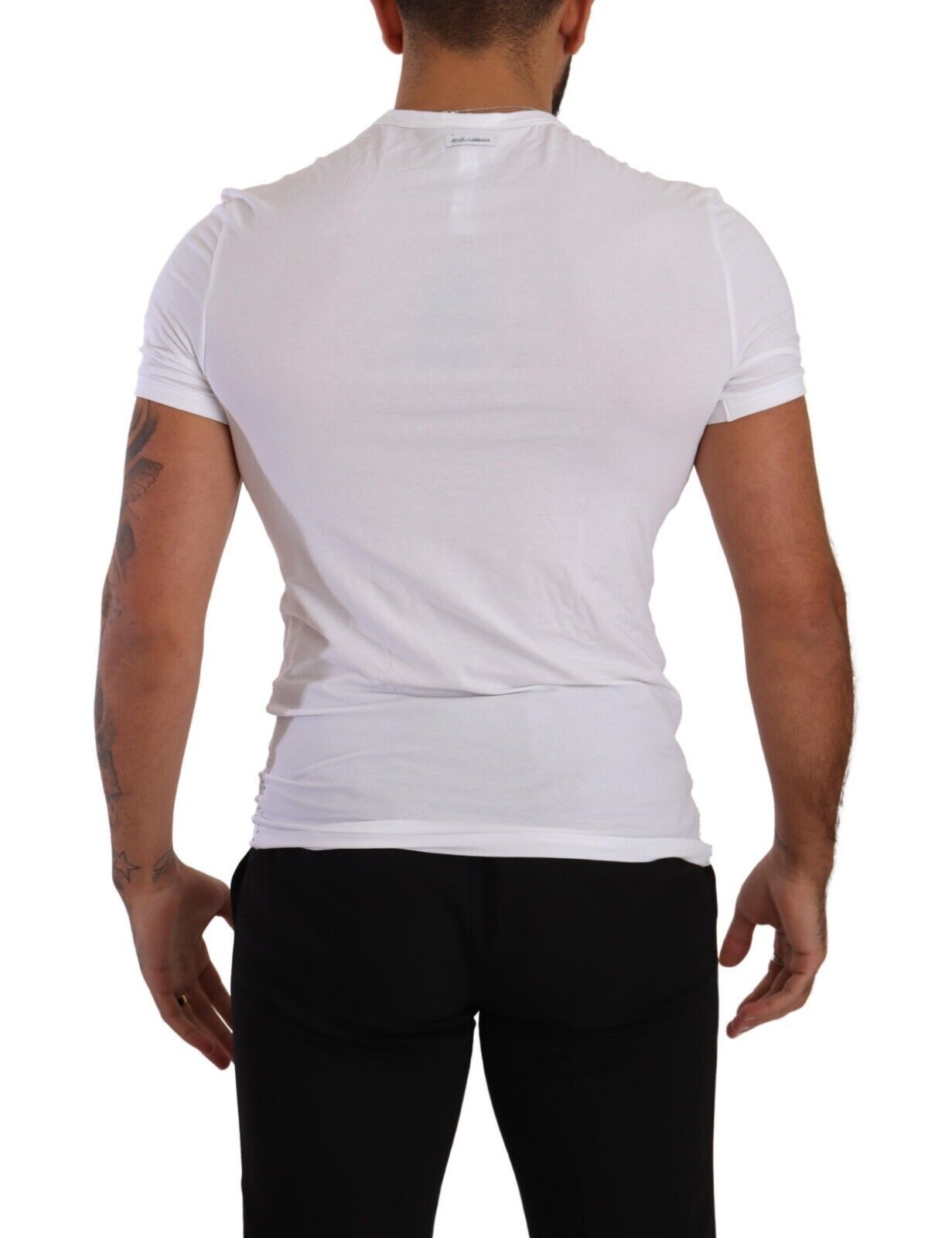 Wit ronde hals katoenen stretch T-shirt ondergoed