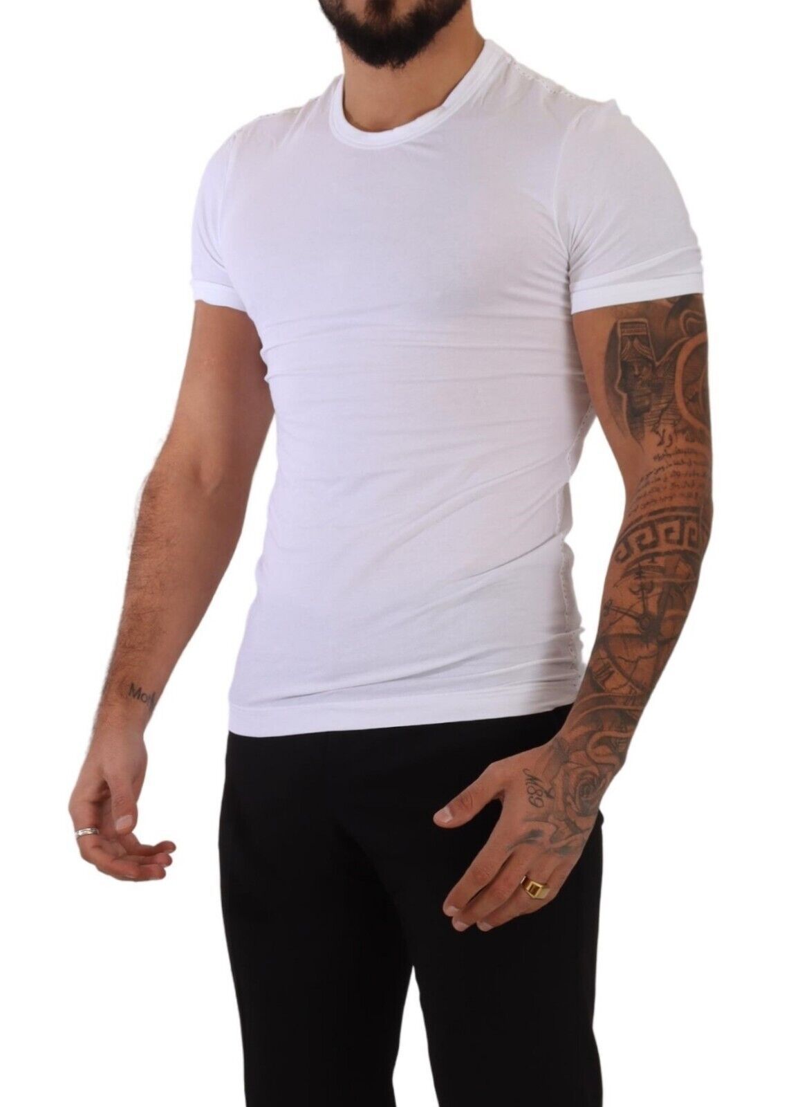 Wit ronde hals katoenen stretch T-shirt ondergoed