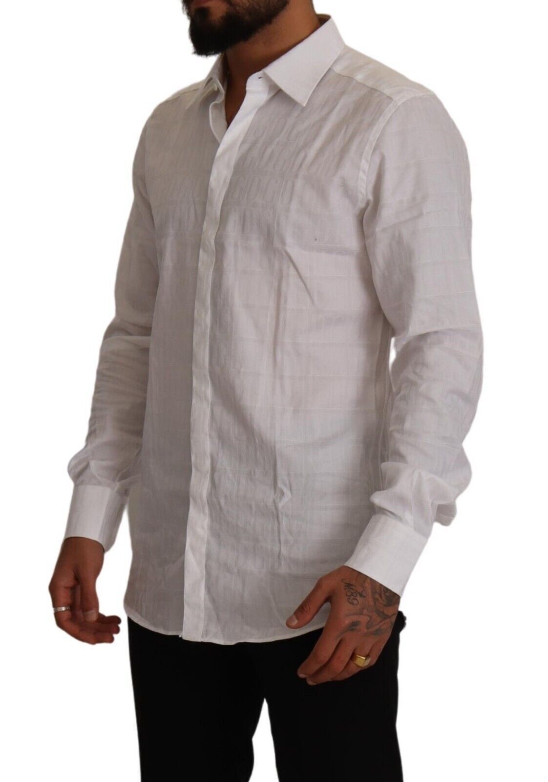 Wit GOUD katoenen slim fit overhemd