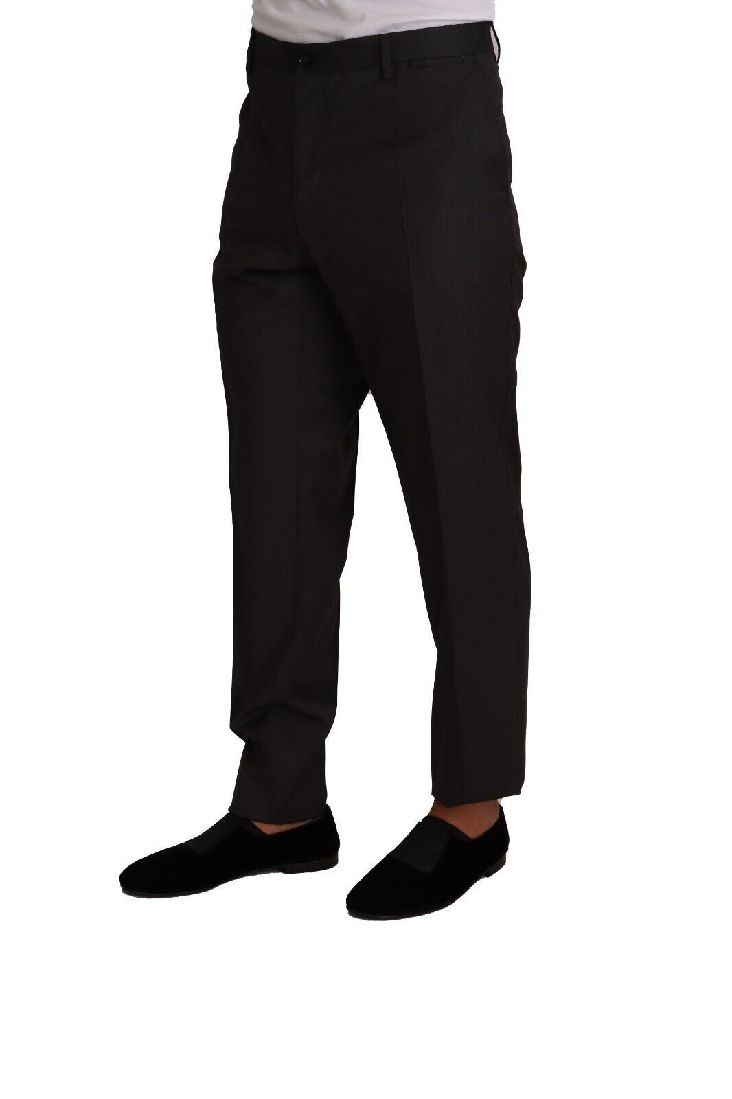 Grijze wollen formele smokingbroek