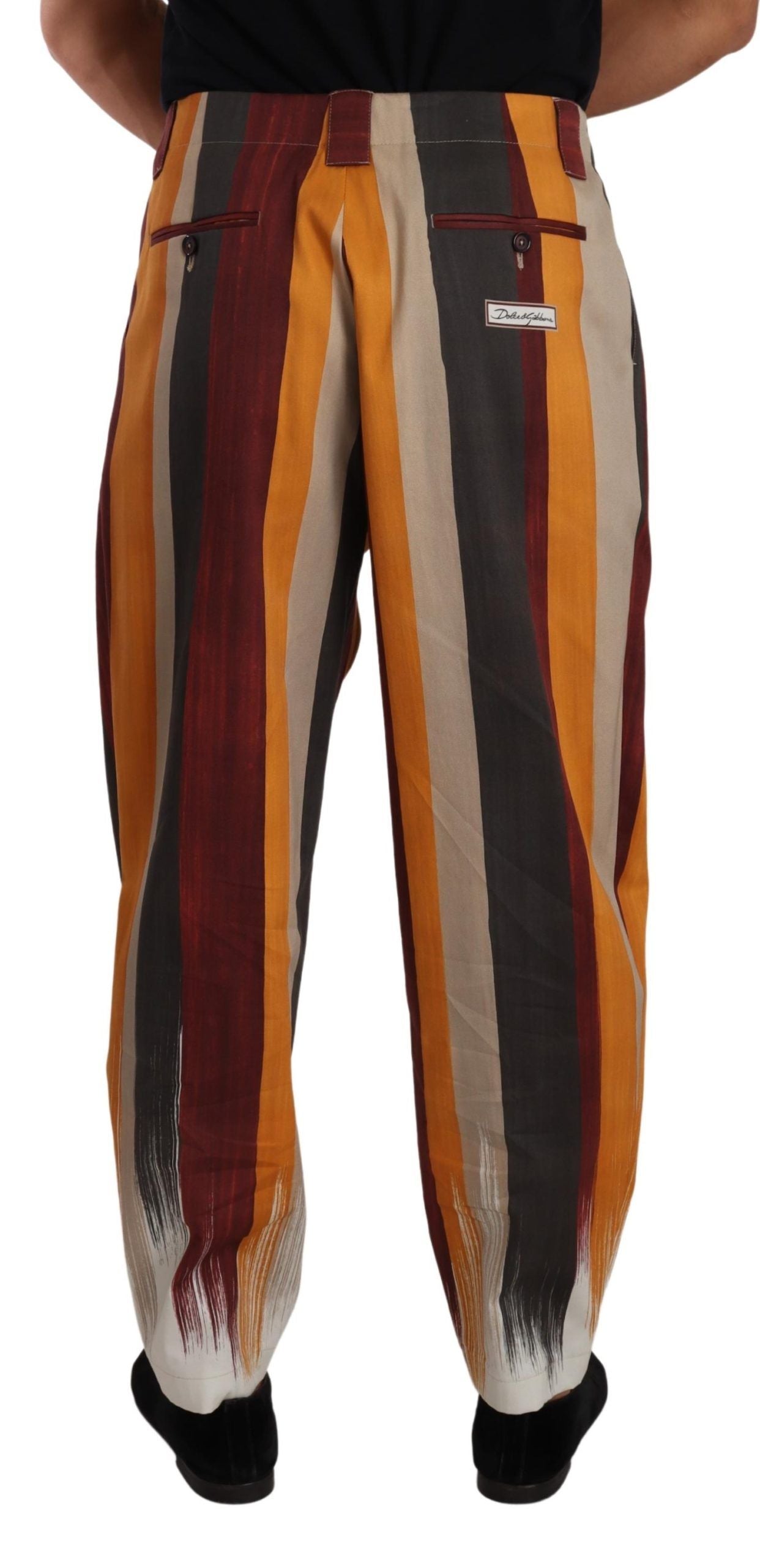 Multicolor gestreepte katoenen taps toelopende broek