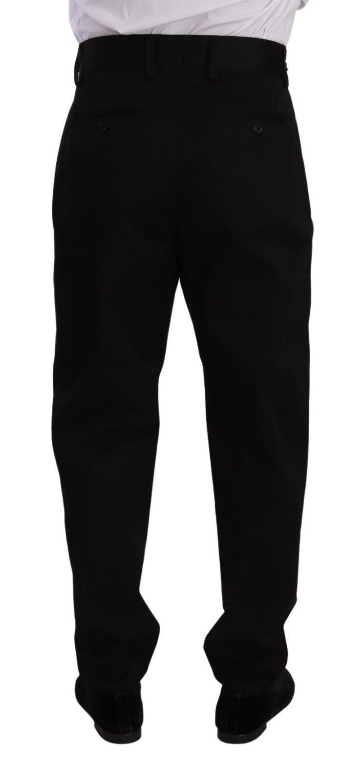 Zwarte katoenen herenbroek met hoge taille