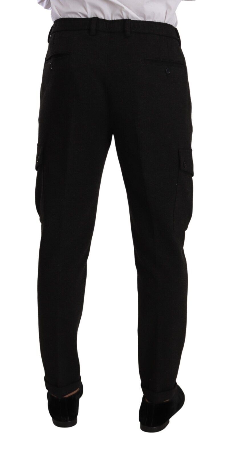 Zwarte viscose cargo skinny herenbroek