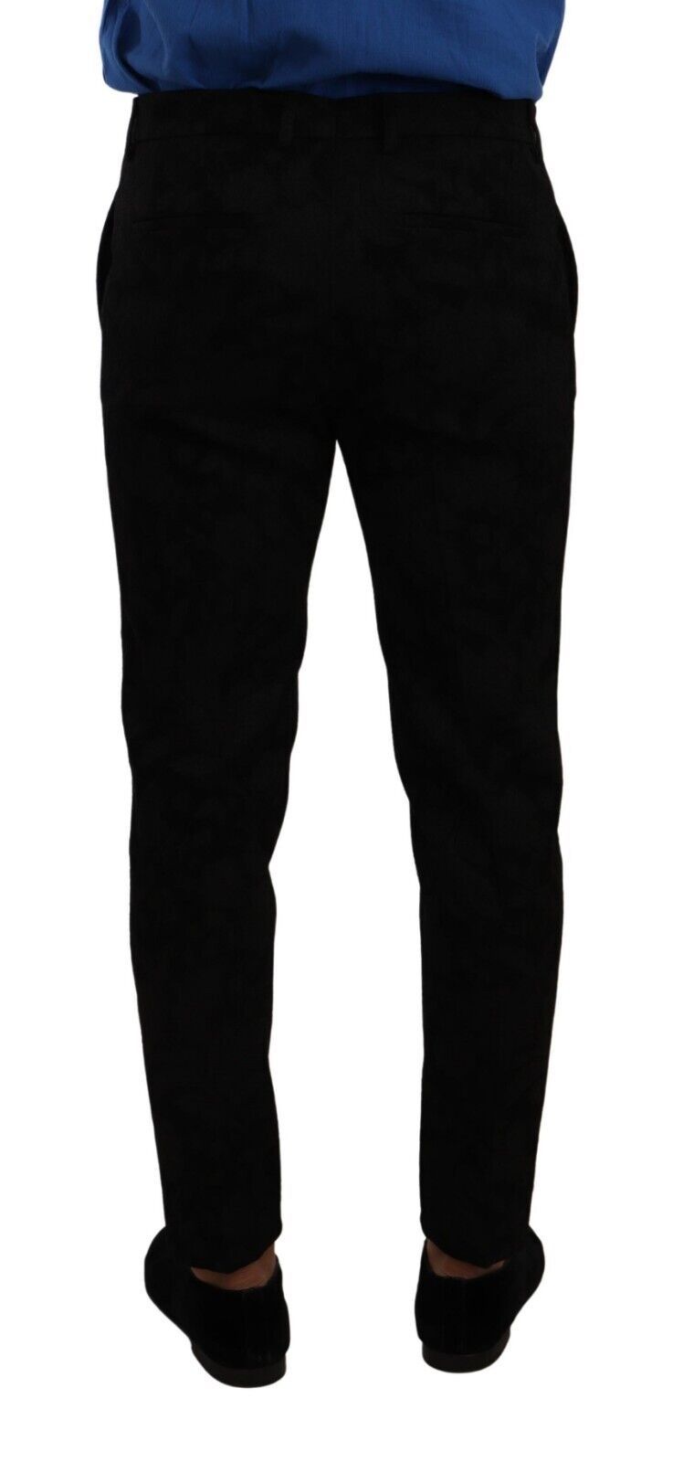 Zwarte brokaat skinny formele broek