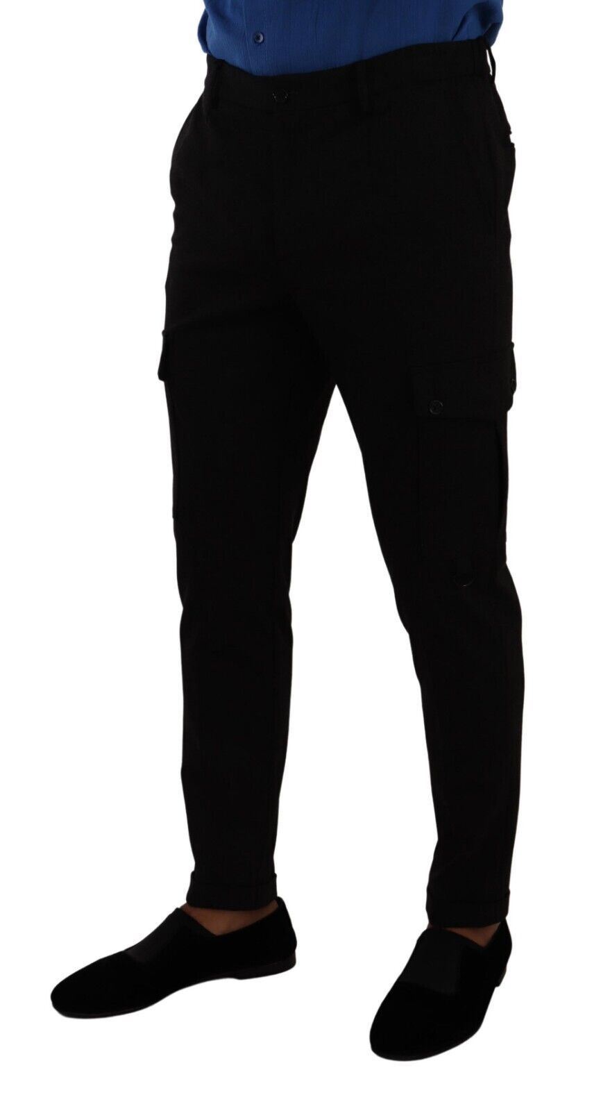 Zwarte viscose skinny cargobroek