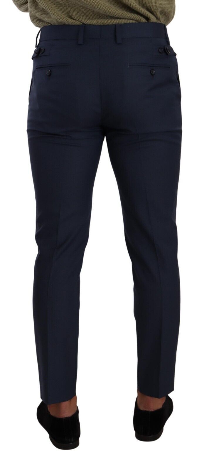 Donkerblauwe wollen skinny formele broek
