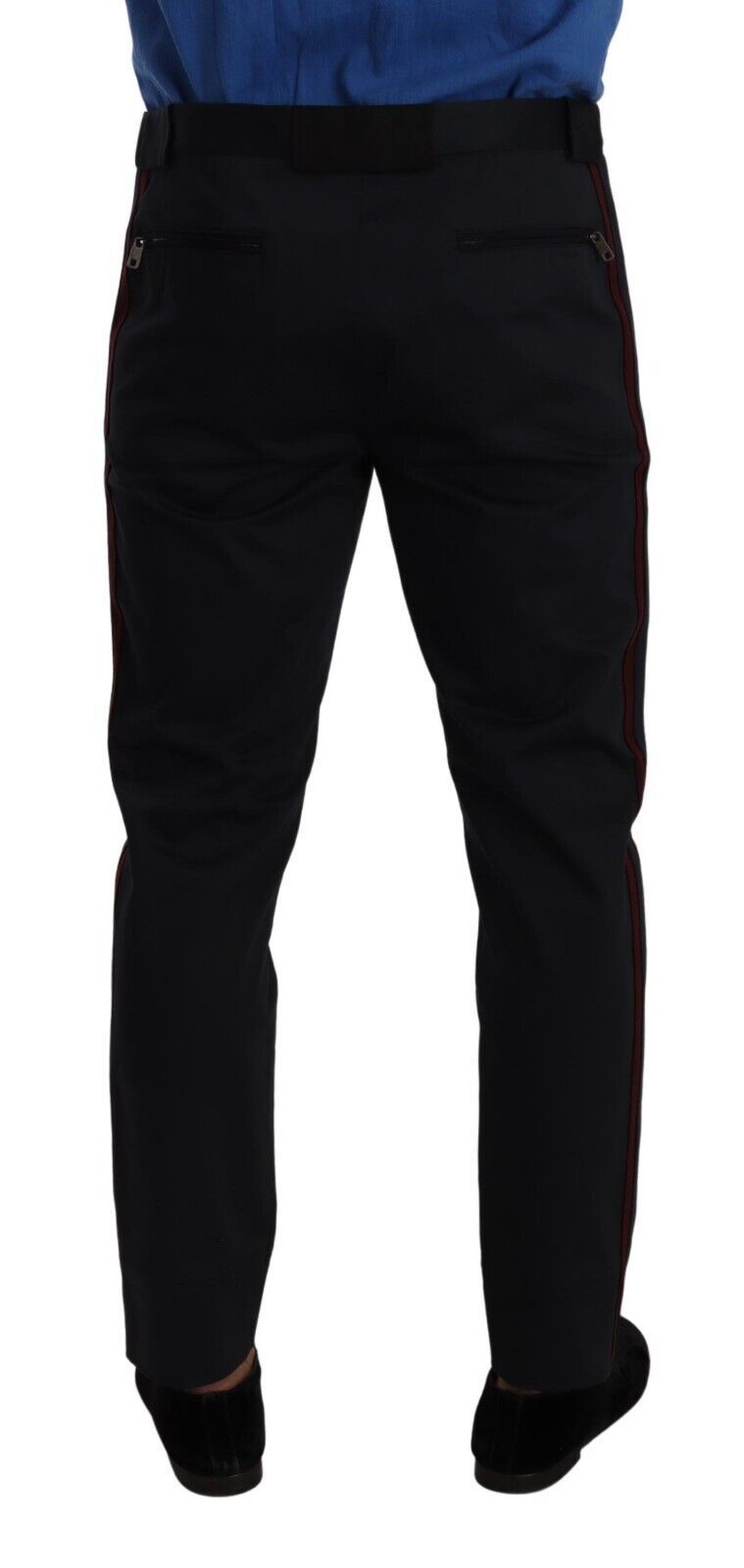 Blauwe bordeaux katoenen skinny chinobroek