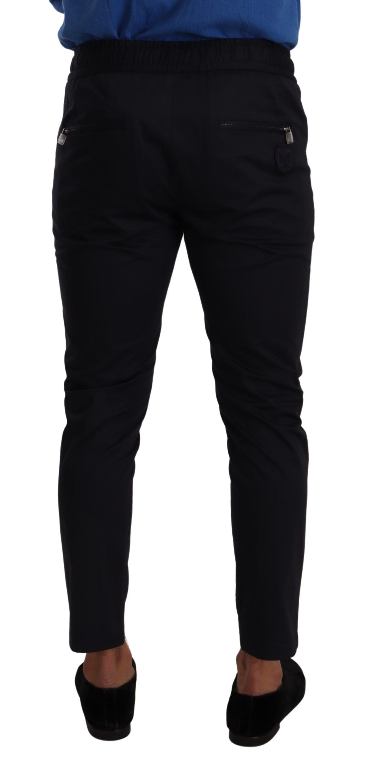 Blauwe katoenen stretch joggingbroek