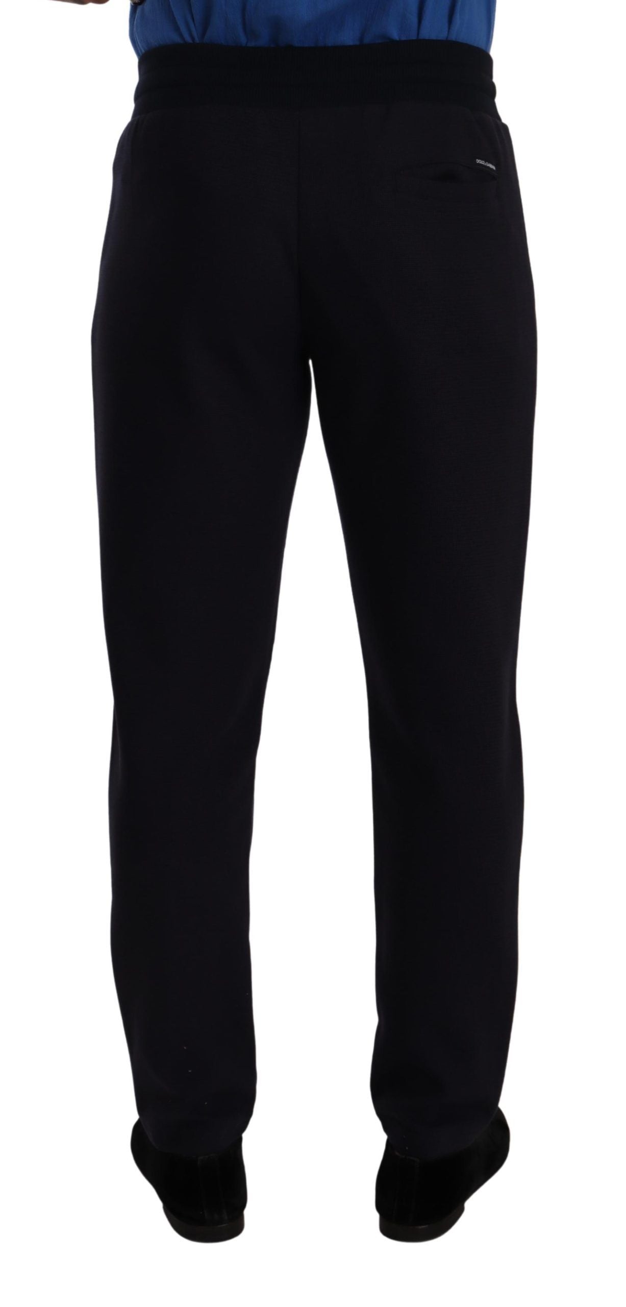 Blauwe katoenen stretch joggingbroek