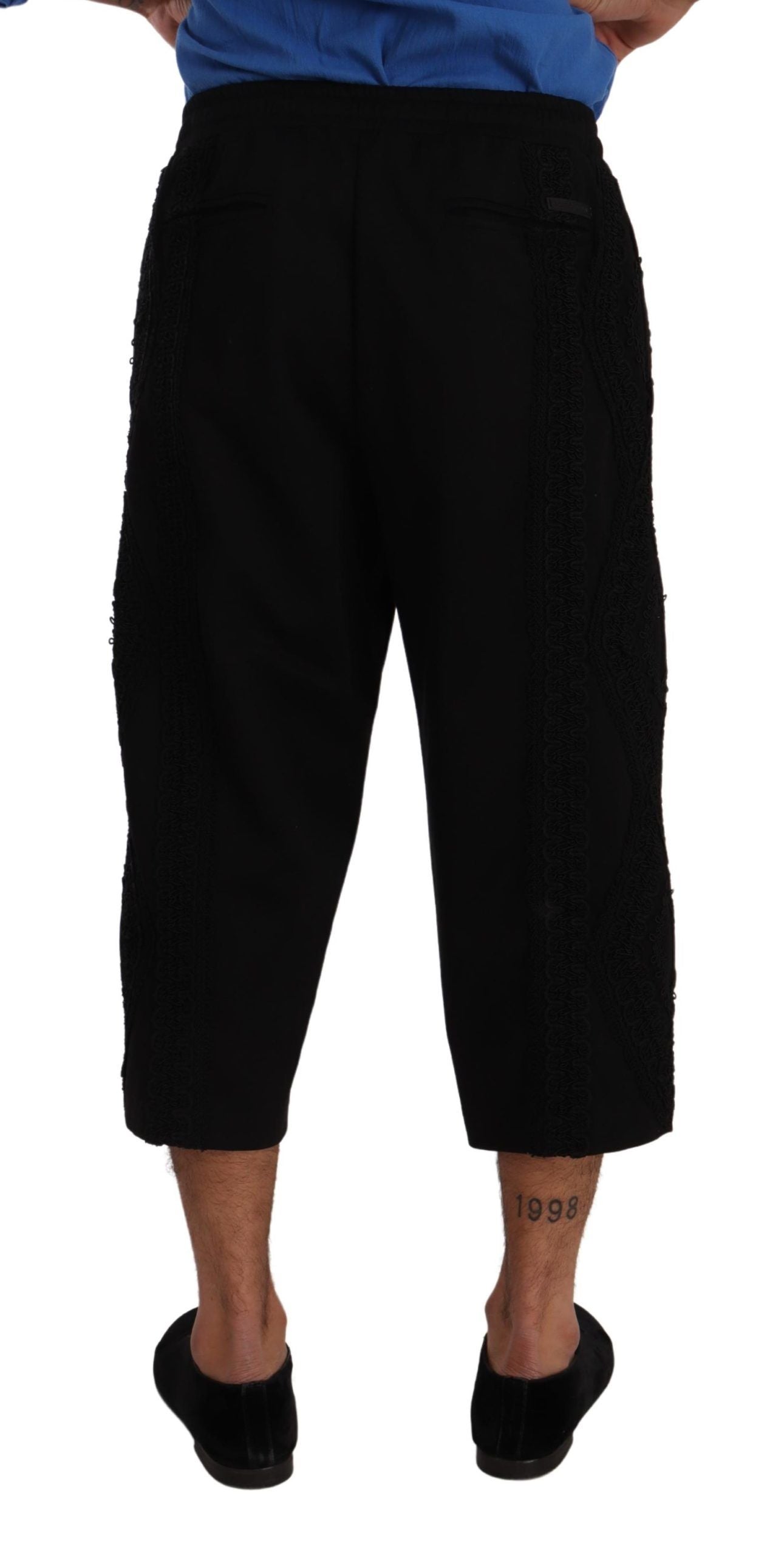Zwarte katoenen Torero cropped korte broek