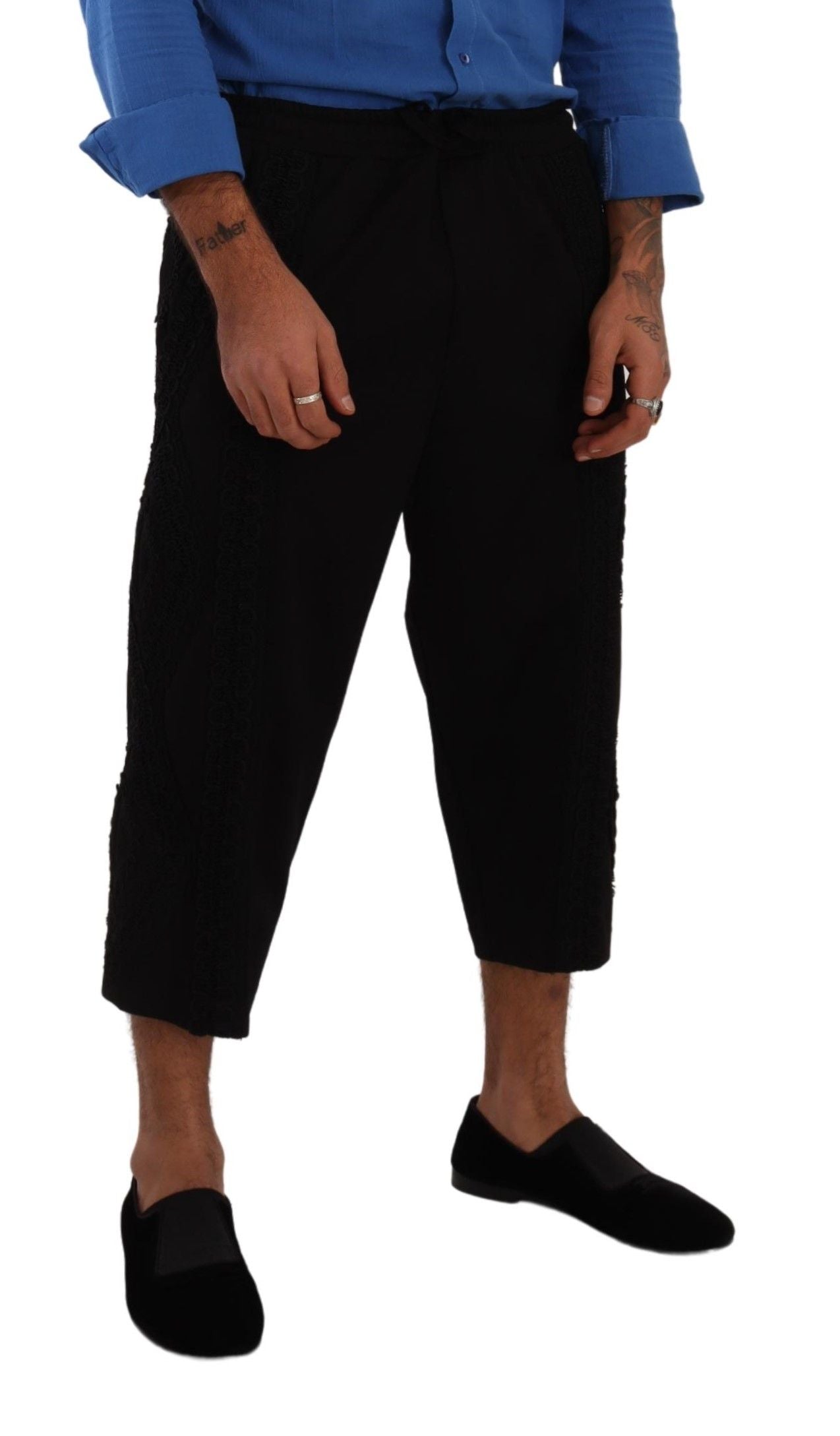 Zwarte katoenen Torero cropped korte broek