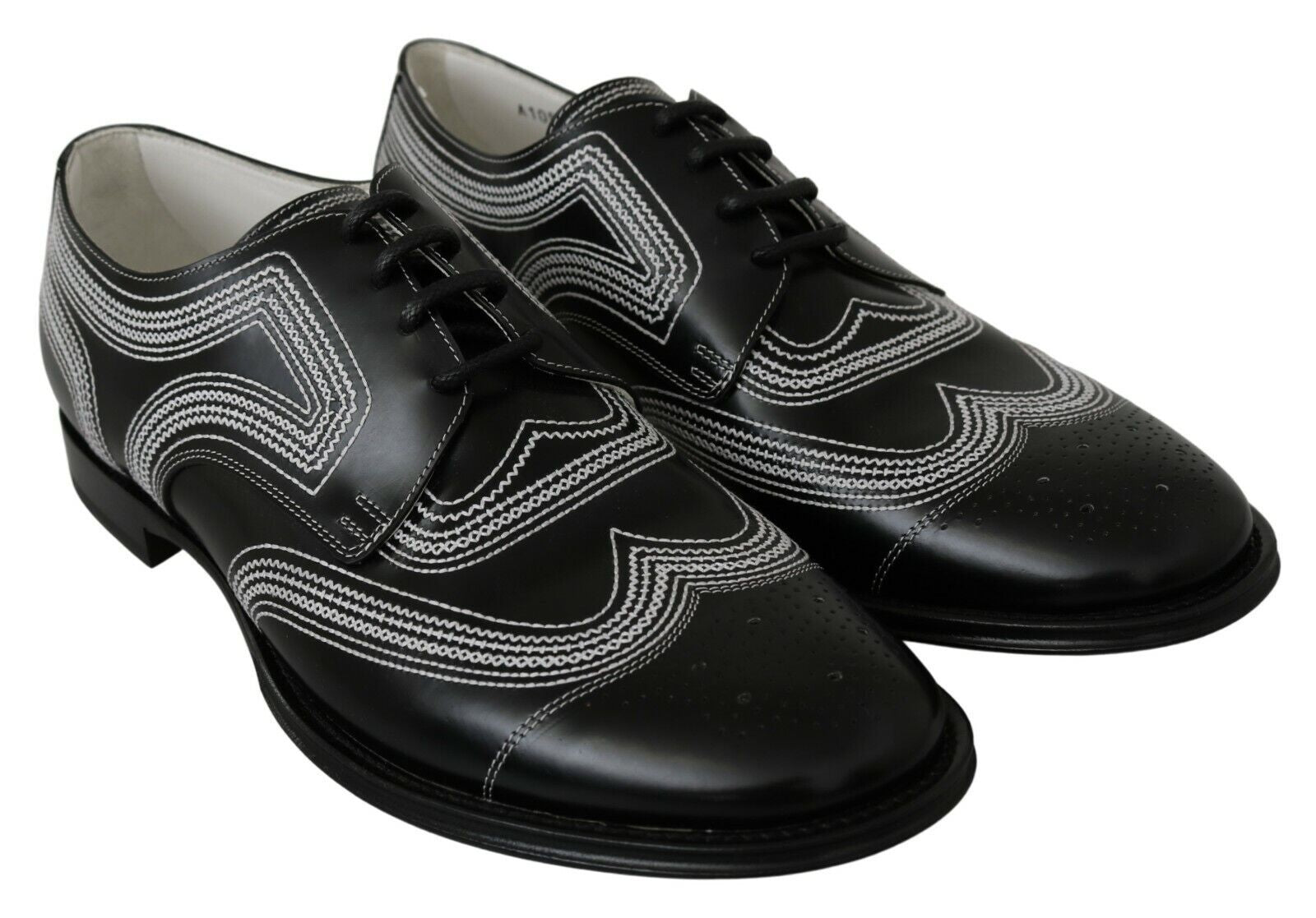 Zwarte leren derby formele witte veterschoenen