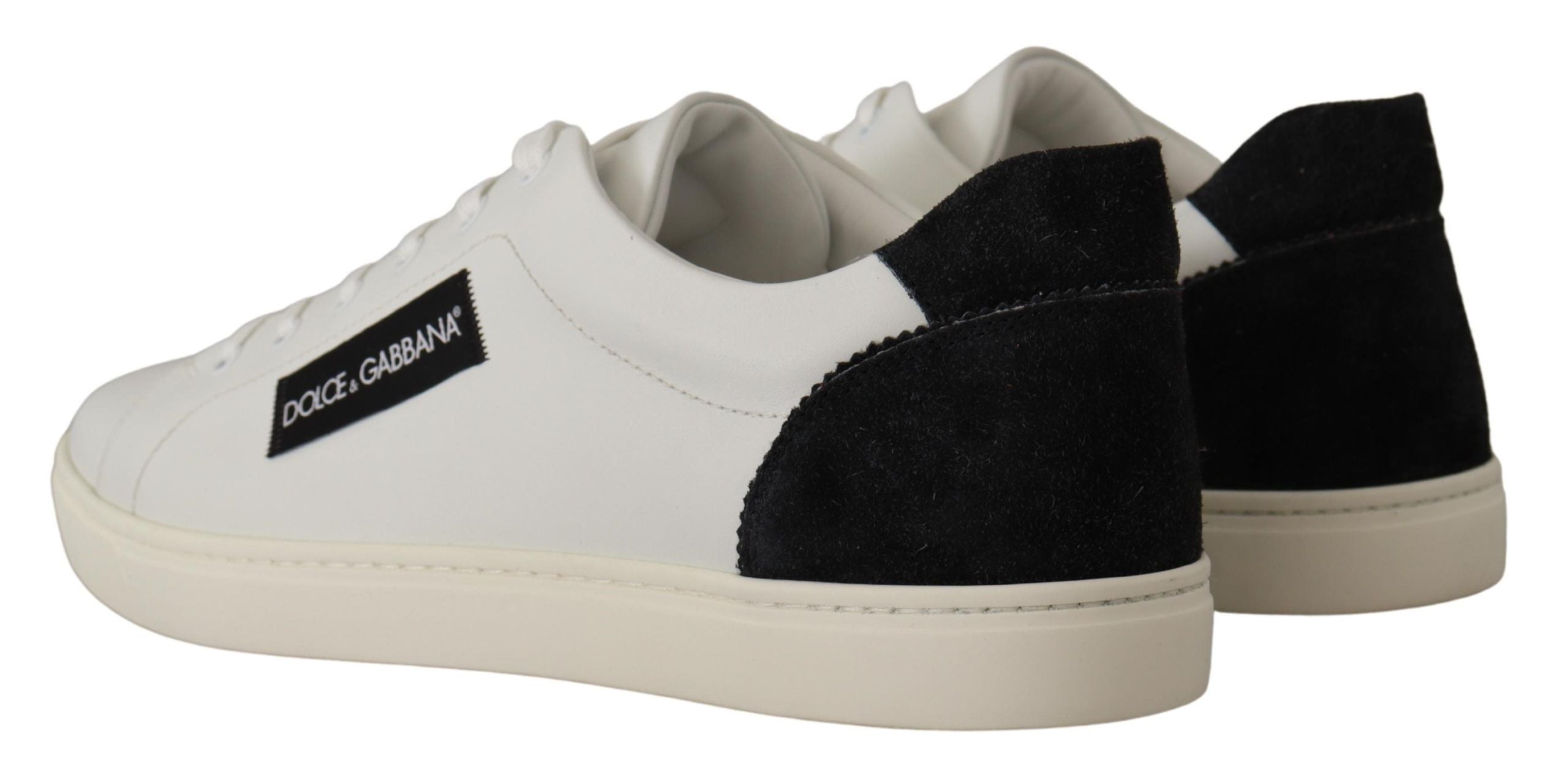 Witte zwarte leren lage schoenen sneakers