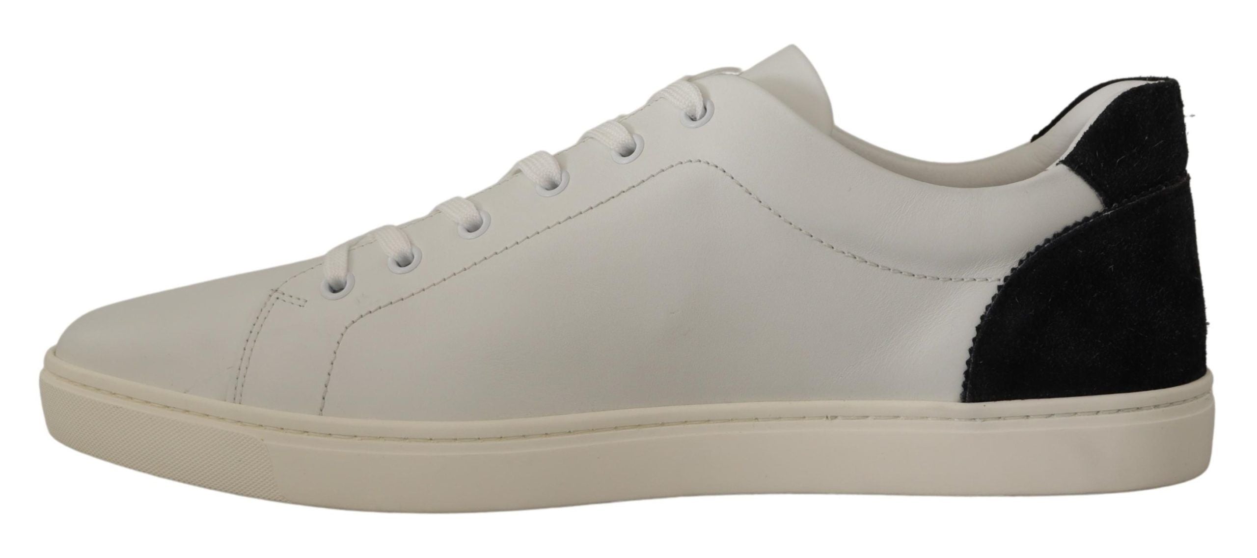 Witte zwarte leren lage schoenen sneakers