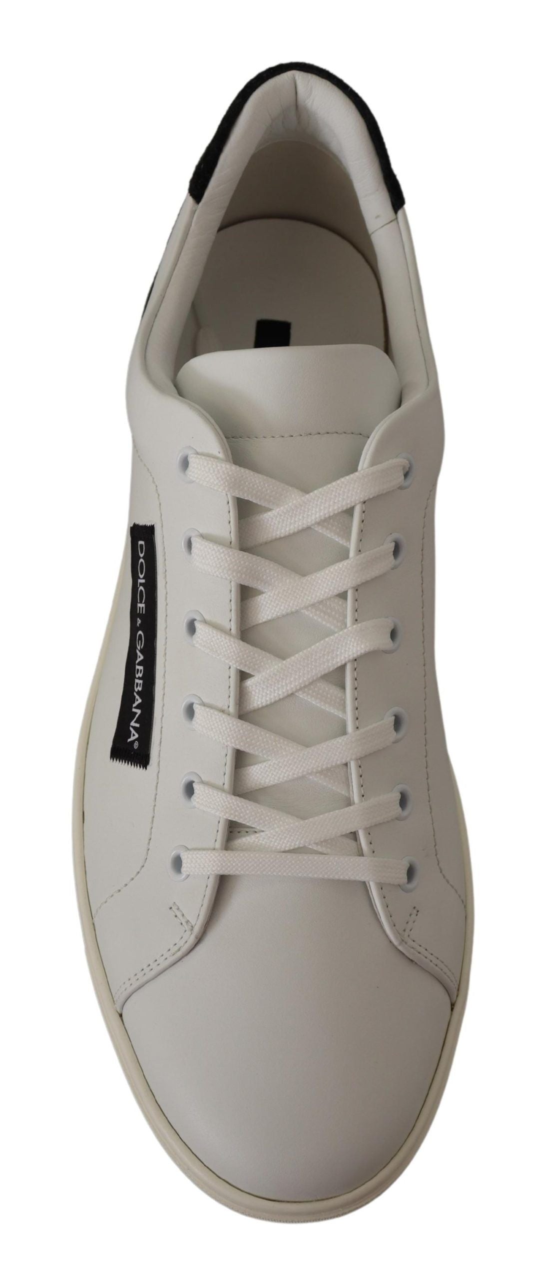 Witte zwarte leren lage schoenen sneakers