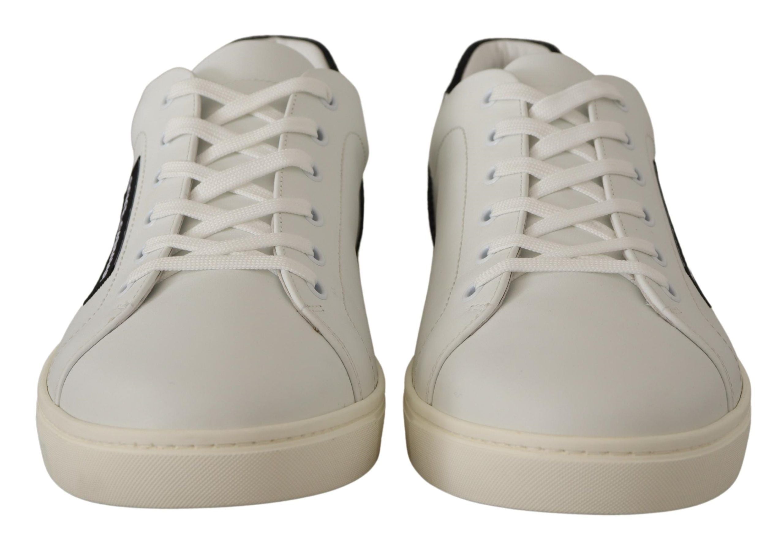 Witte zwarte leren lage schoenen sneakers