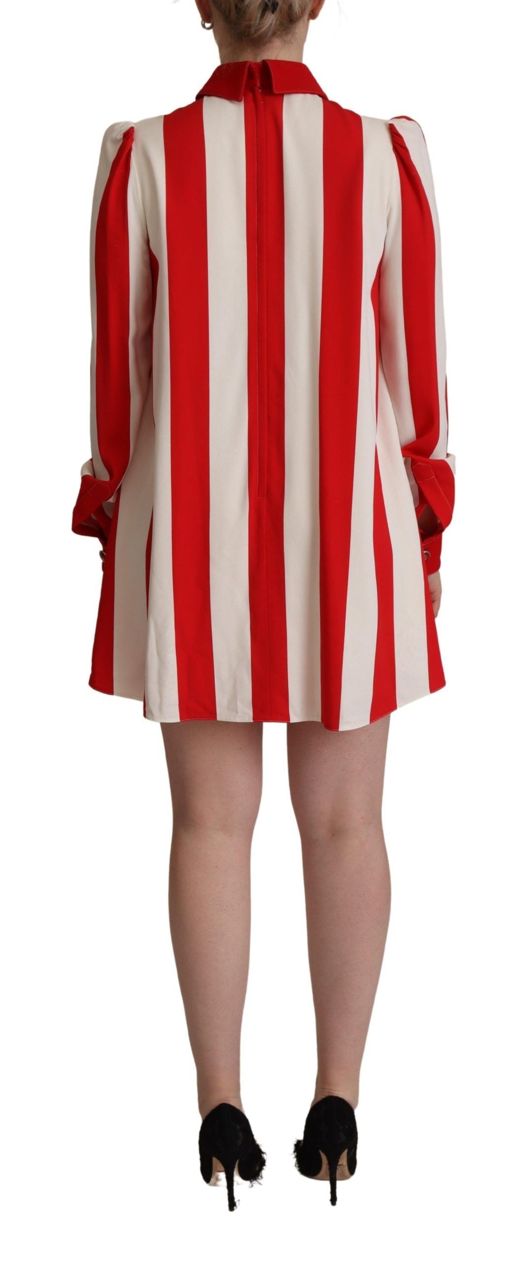 Witte rode stretch mini-overhemdjurk