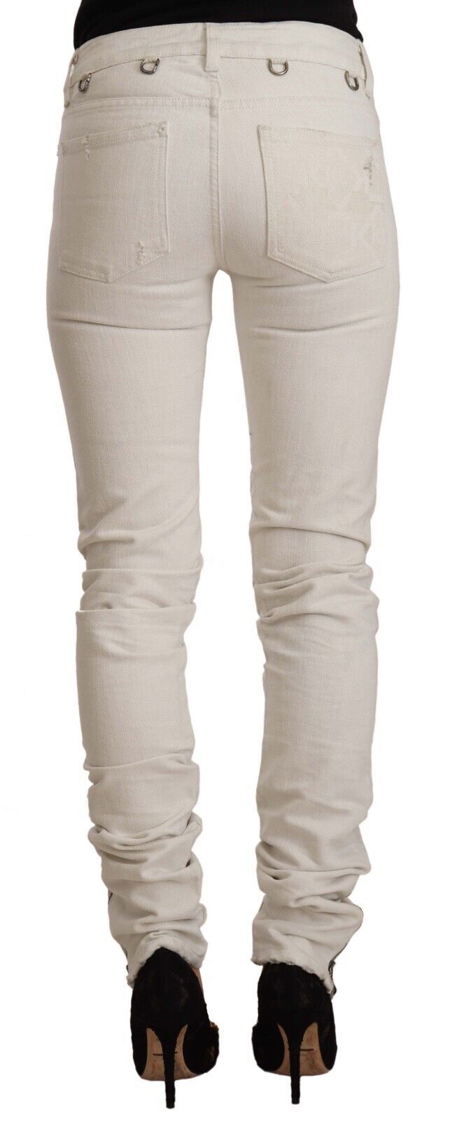 Witte katoenen denim slim fit jeans met middelhoge taille