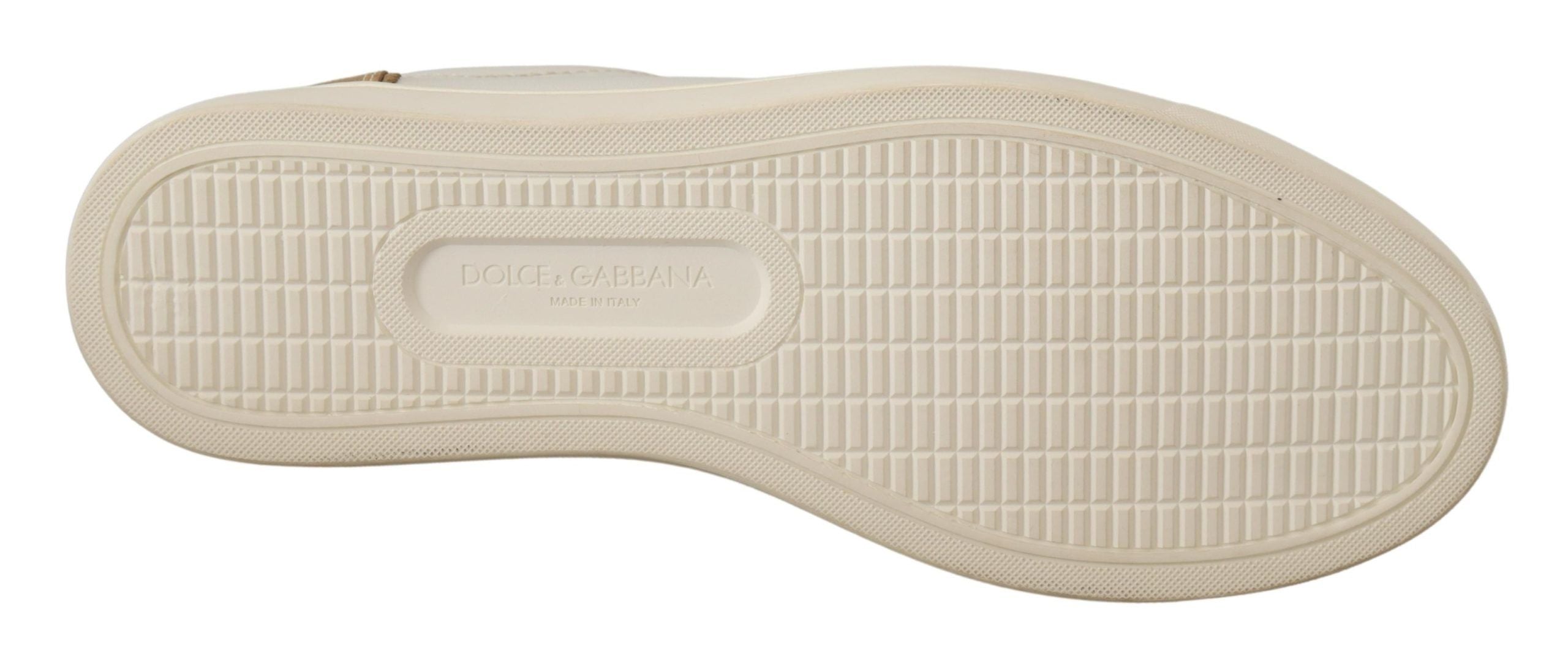 Witte gouden leren lage sneakers