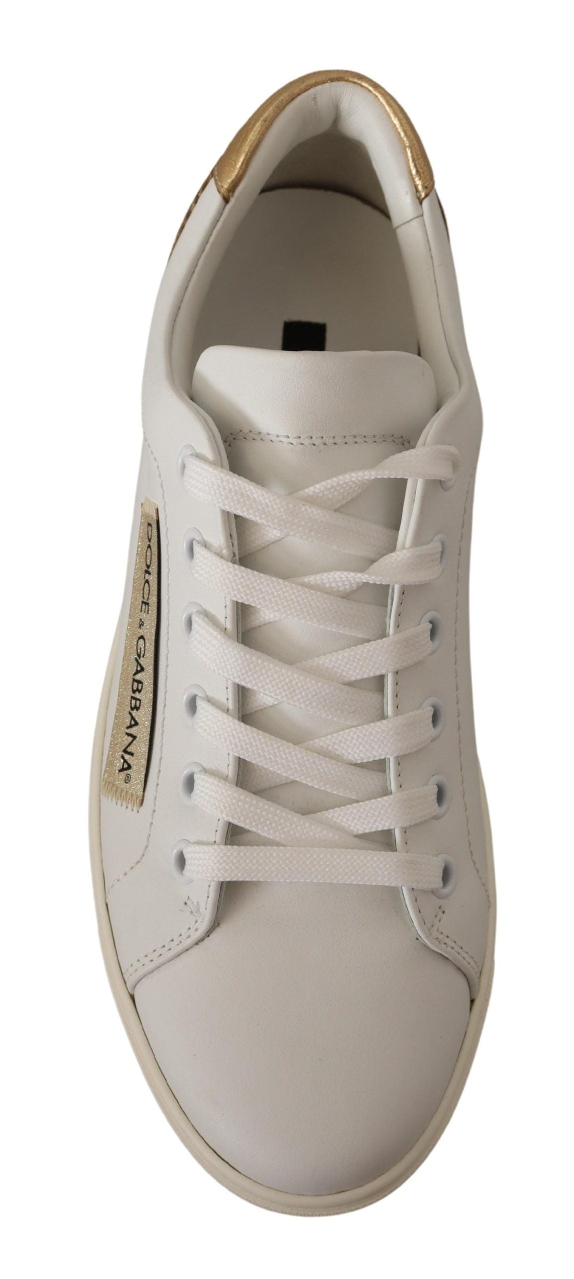 Witte gouden leren lage sneakers