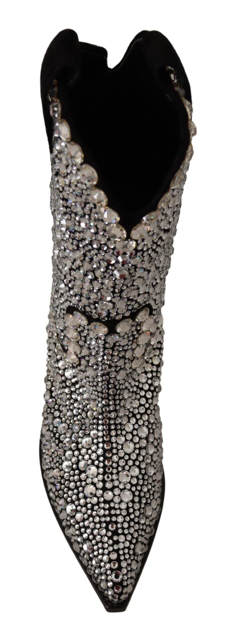 Zwarte suède strass kristal cowgirl laarzen