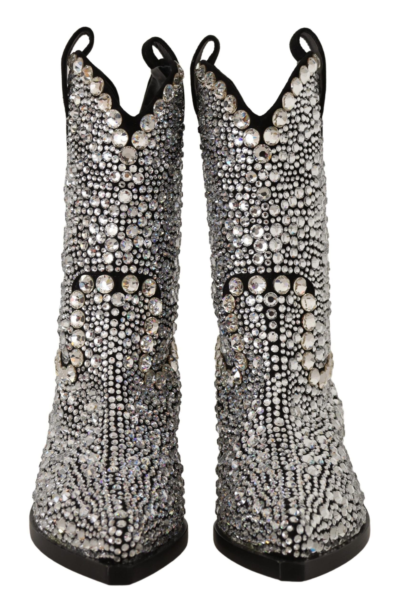 Zwarte suède strass kristal cowgirl laarzen