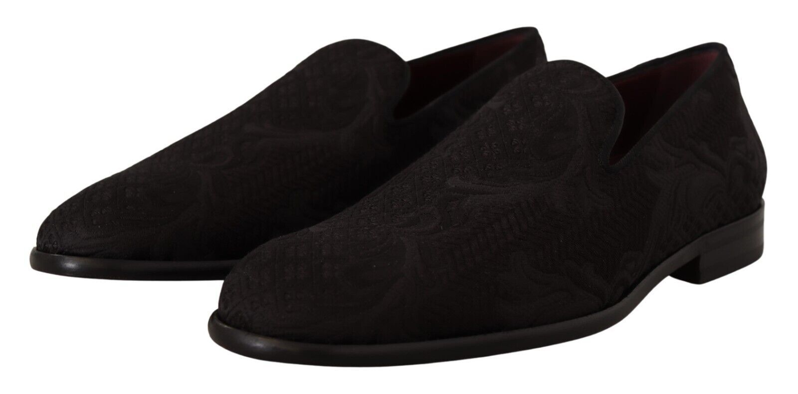 Zwarte bloemenbrokaat pantoffels loafers schoenen