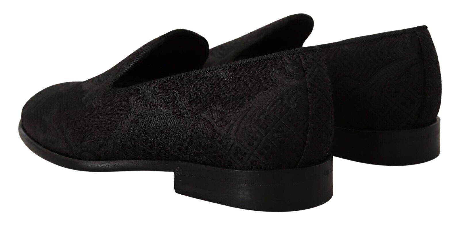 Zwarte bloemenbrokaat pantoffels loafers schoenen