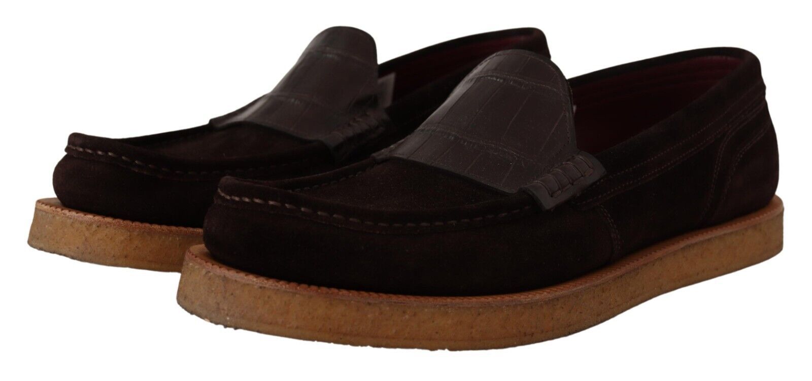 Bruine suède leren instappers mocassinschoenen
