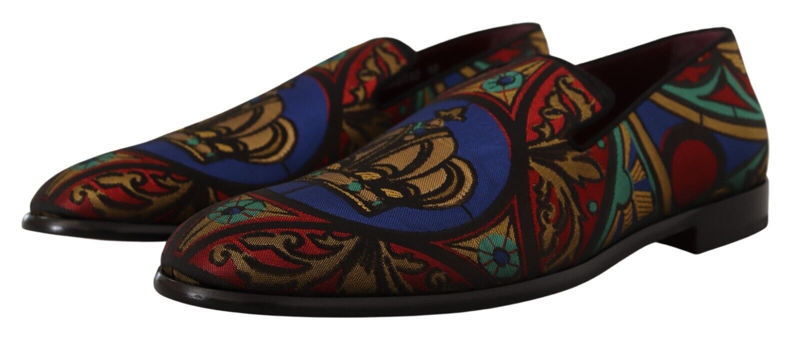 Multicolor Jacquard Crown Slippers Loafers Schoenen