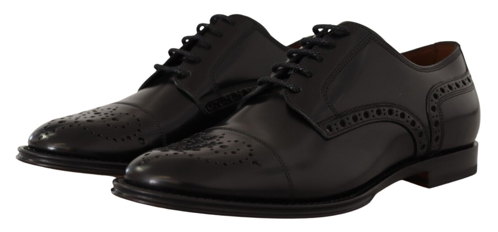 Zwarte leren Wingtip heren formele derbyschoenen
