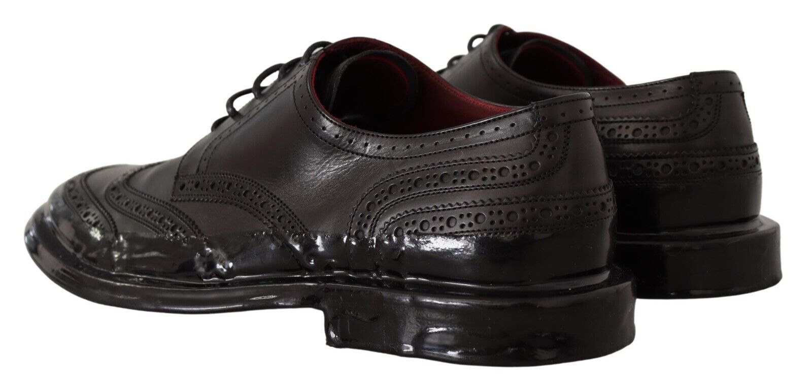 Zwarte leren Oxford Wingtip formele Derby-schoenen