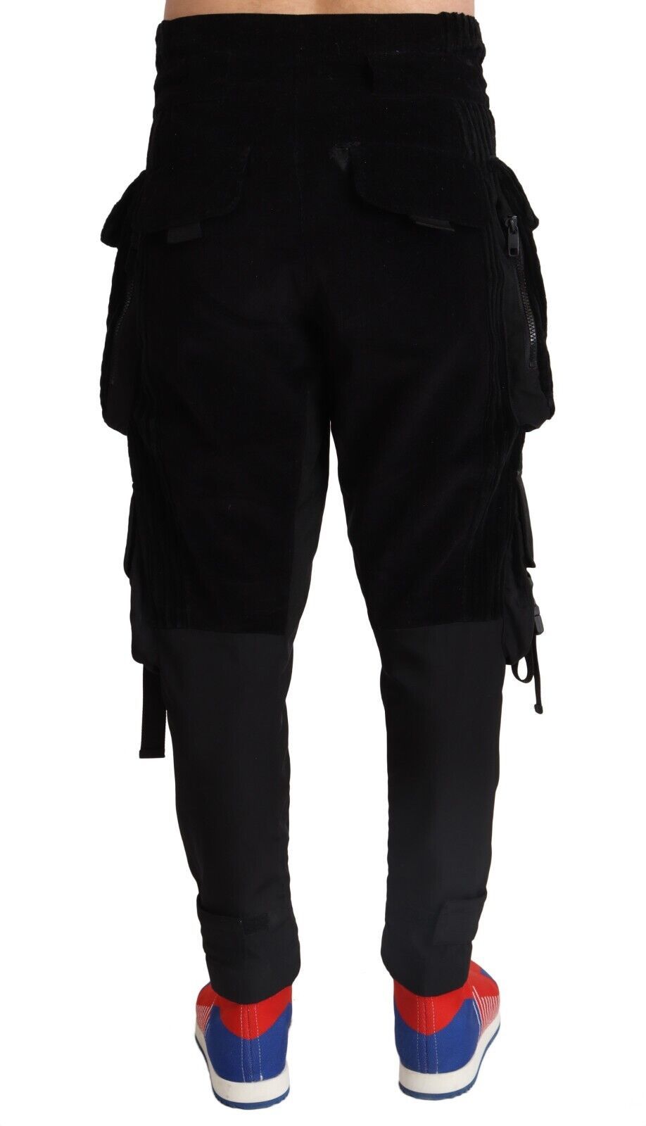 Zwarte skinny corduroy cargobroek van katoen