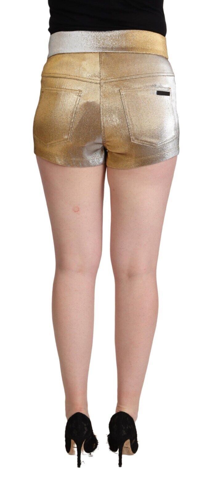 Metallic gouden katoenen hotpants met middelhoge taille