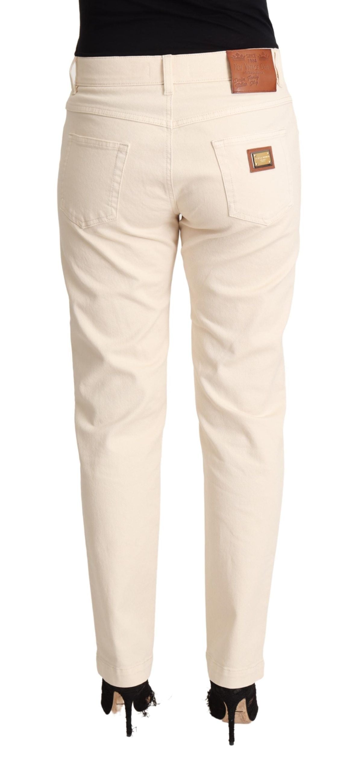 Witte katoenen skinny denim dames jeansbroek