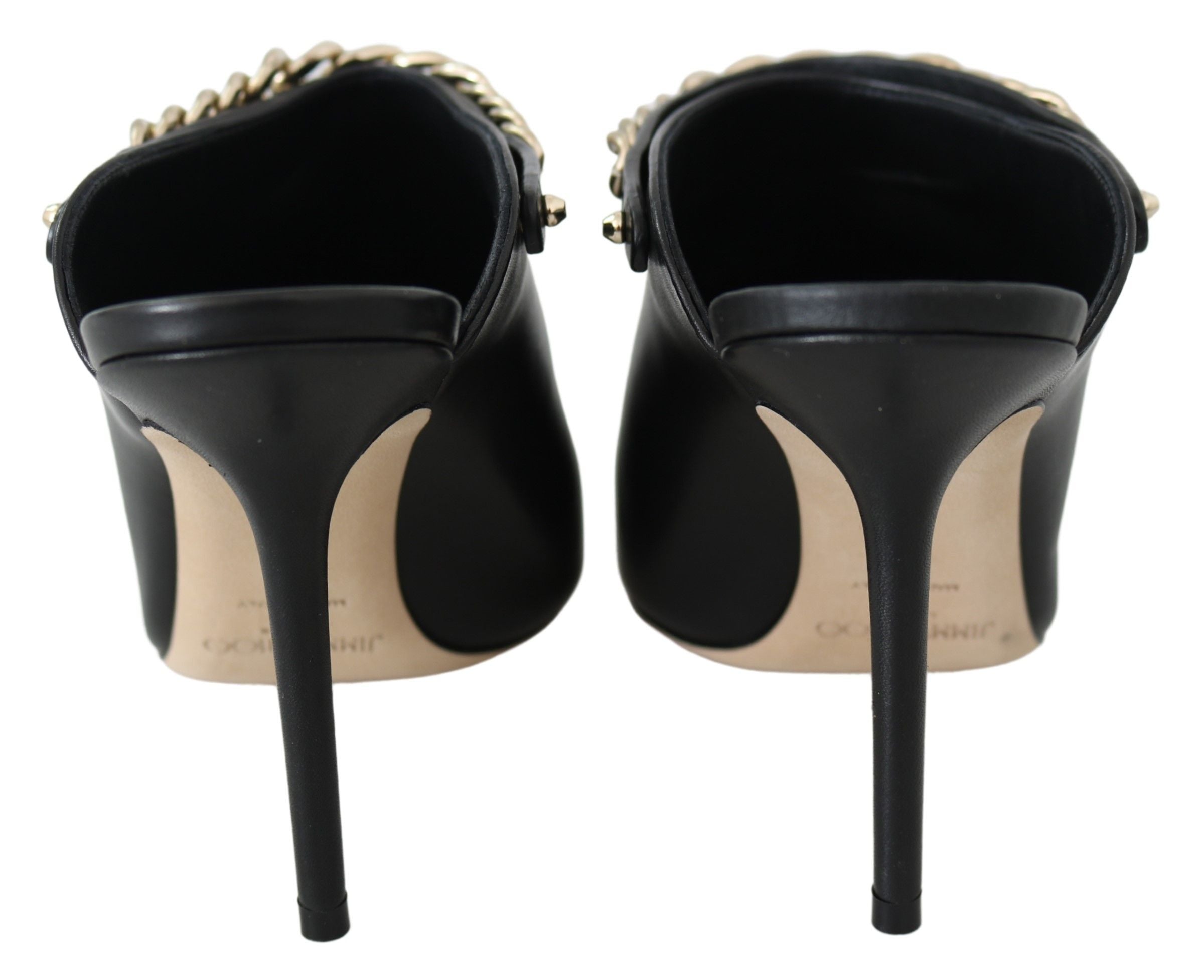 Elegante zwarte gouden leren pumps