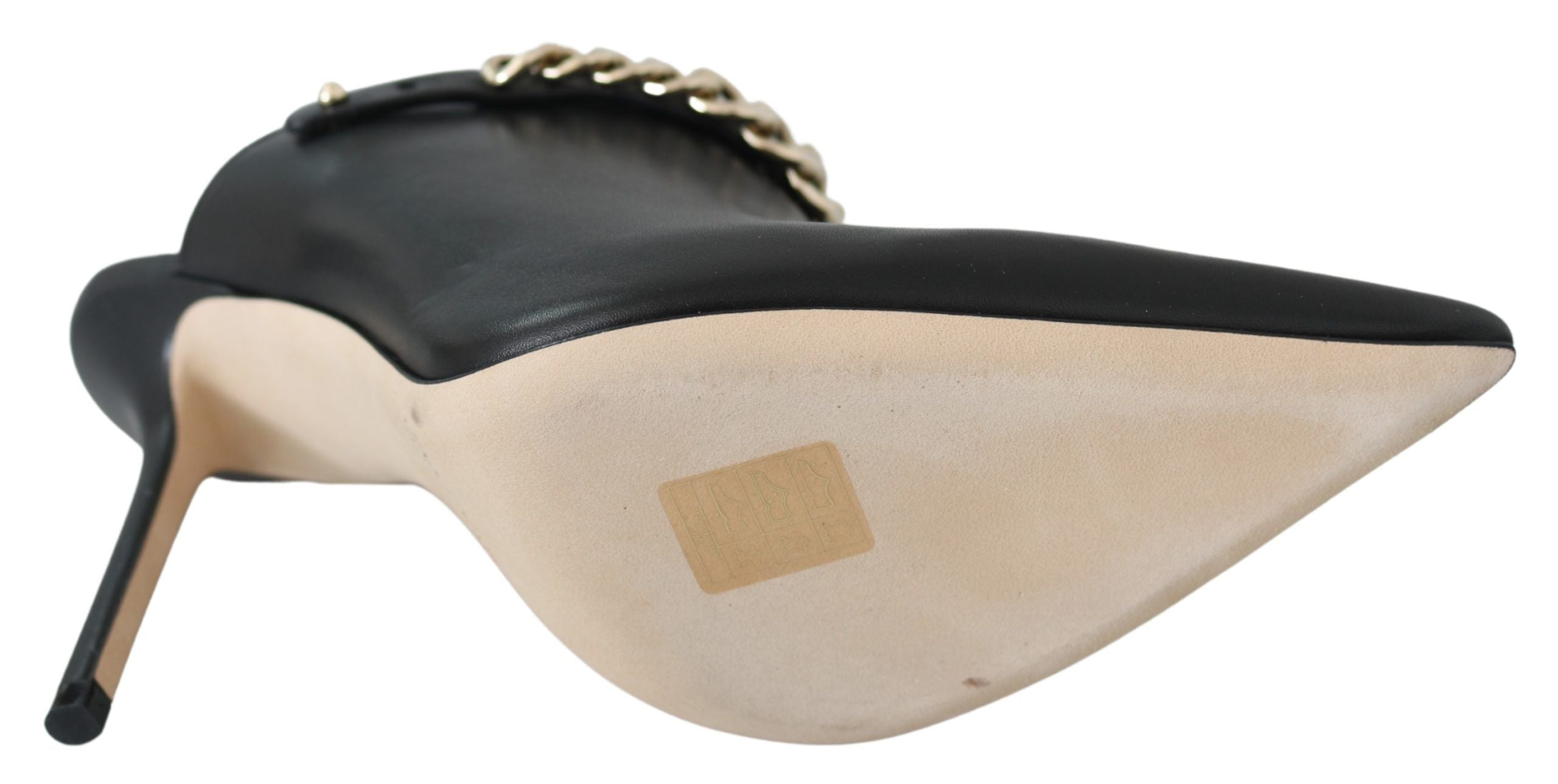 Elegante zwarte gouden leren pumps