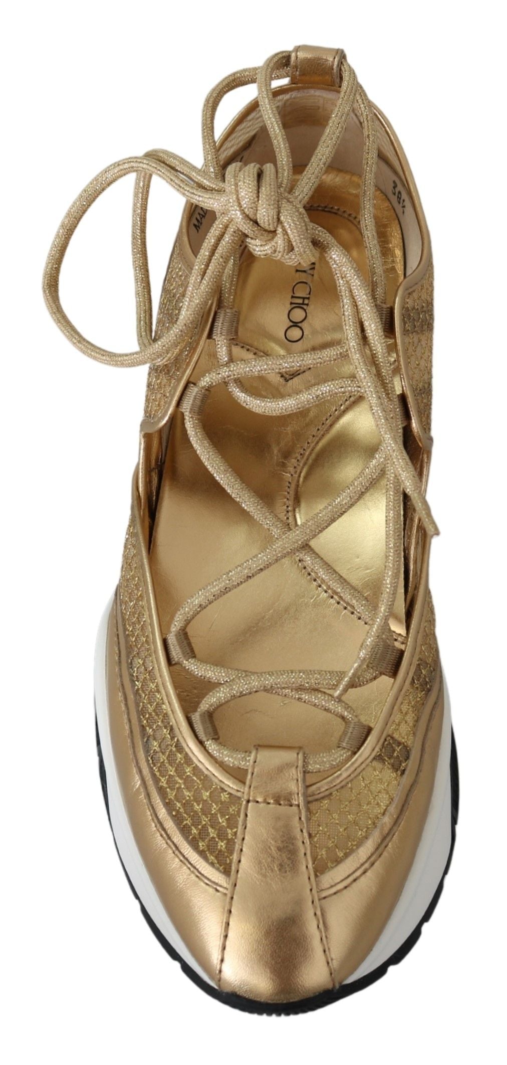 Gouden Glamour Mesh Leren Sneakers