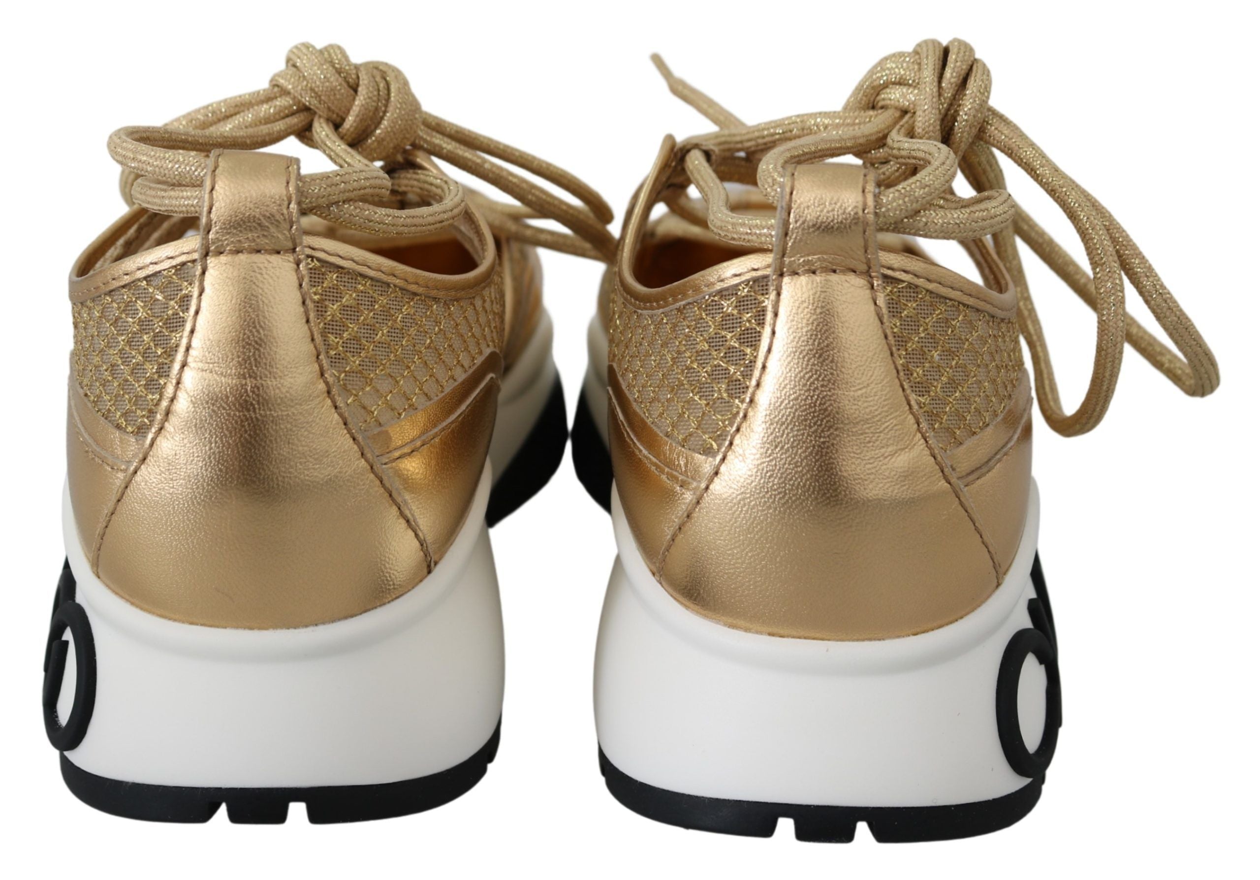 Gouden Glamour Mesh Leren Sneakers