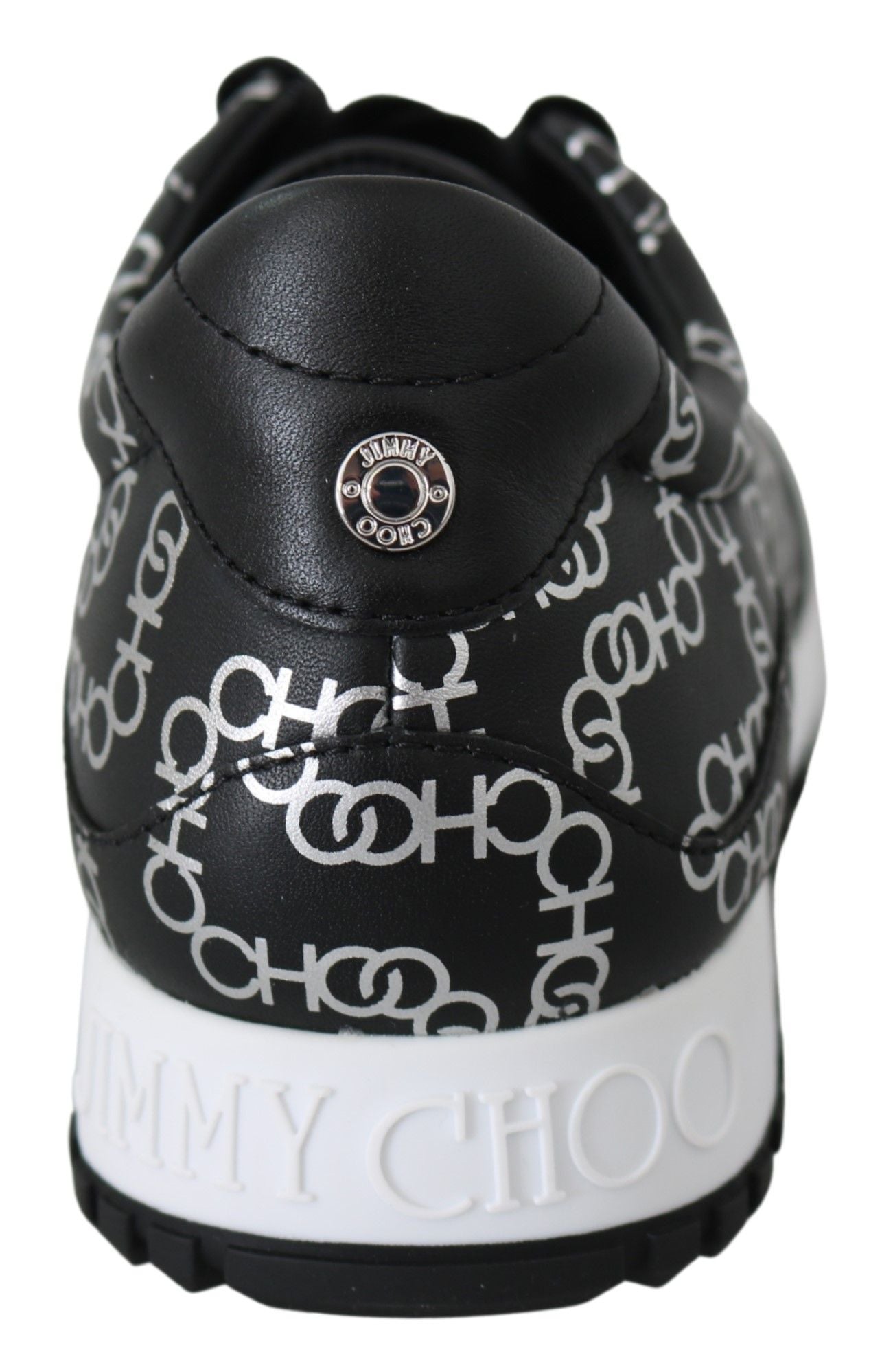 Elegante zwarte en zilveren leren sneakers