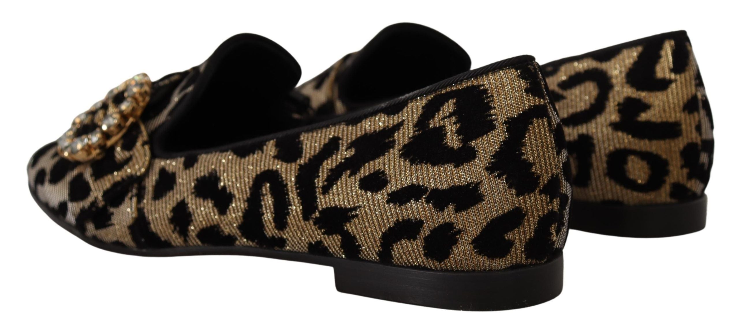 Loafers met gouden luipaardprint en kristallen