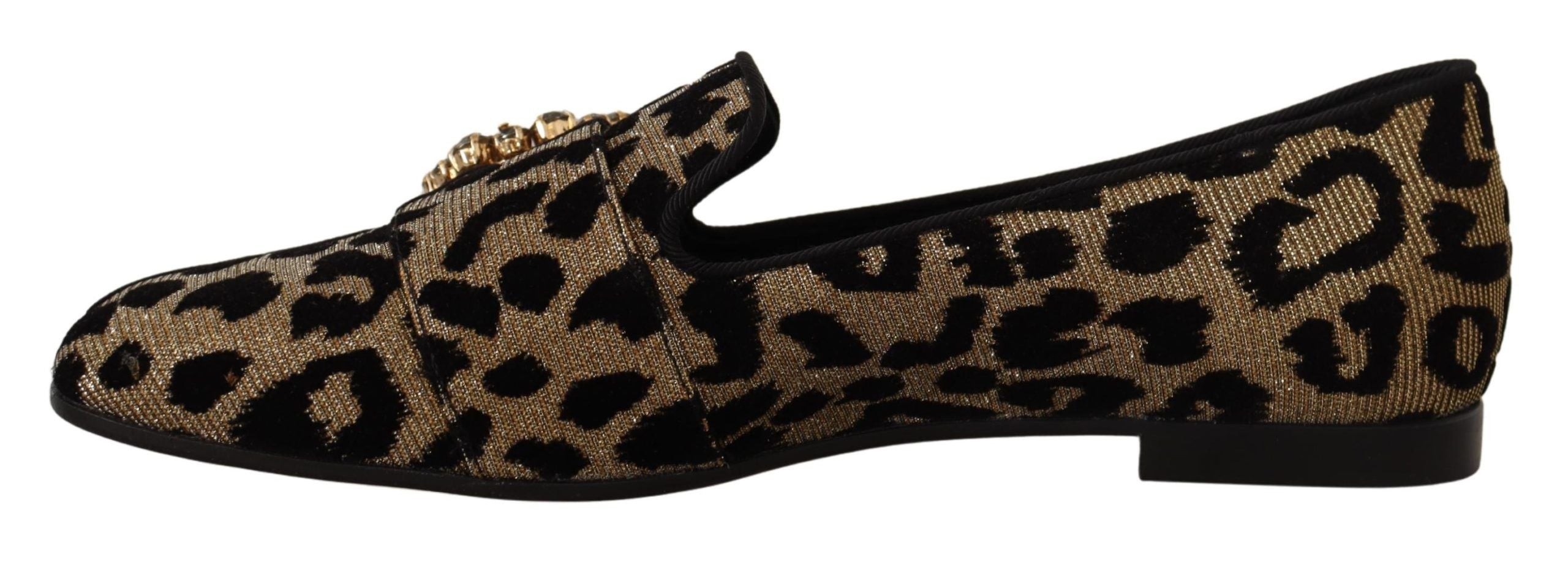 Loafers met gouden luipaardprint en kristallen
