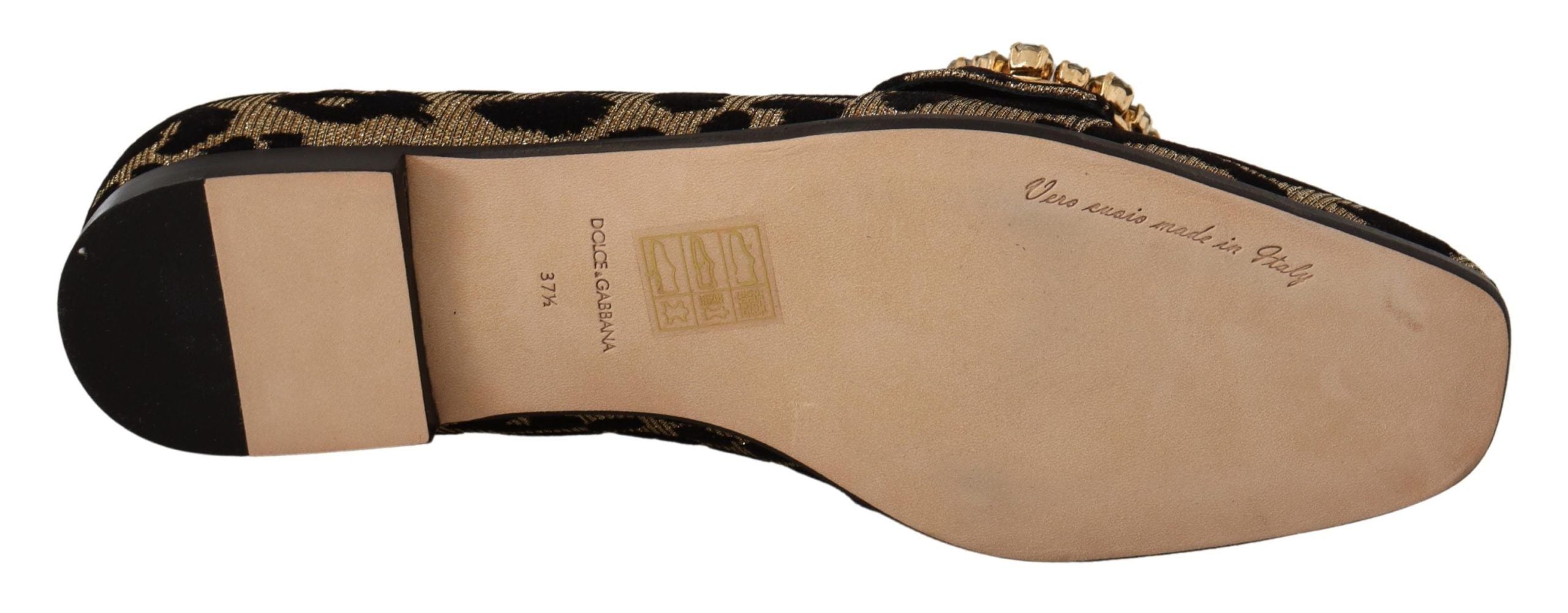 Loafers met gouden luipaardprint en kristallen