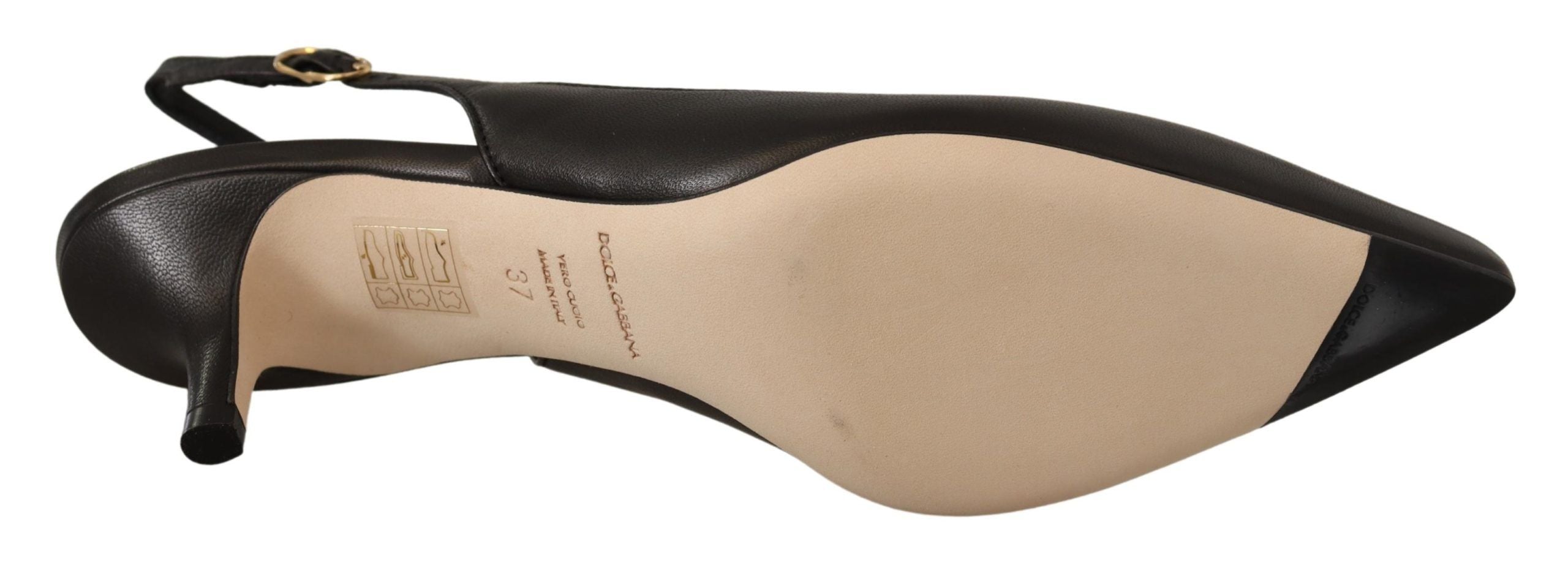 Zwarte leren slingbacks, hakken en pumps